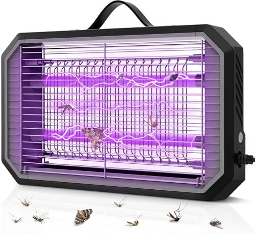 seenlast Lampara Antimosquitos Electrico, 4200V 2 * 5W Potente Mata Mosquitos Electrico, Matamoscas Electrico con Luz UV, Lampara Mosquitos Asesino Silencioso para Uso Residencial y Comercial