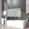 Duschwand für Badewanne 140 x 140 cm 3-teilig Faltbar Weißem Muster Duschtrennwand Trennwand Silber Badewannenaufsatz mit Eleganten Muster,6mm ESG Glas Nano Beschichtung Badewannenwand