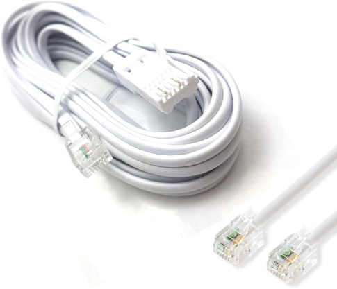 BaolijinMM 15 m RJ11 to BT Socket Cable Lead, 6P4C Telephone Extension Cable, Phone Plug Male Broadband Cable for Fixed Phone, Telephone, ADSL Fax Modem Dial-up