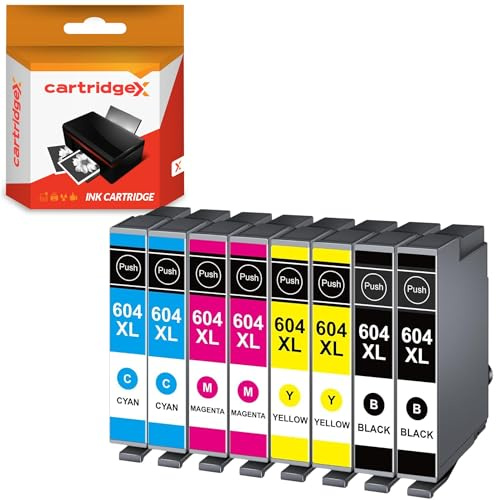 Cartridgex Compatible Ink Cartridge 8 Pack Replacement for Epson 604XL for WF-2910DWF WF-2930DWF WF-2935DWF WF-2950DWF