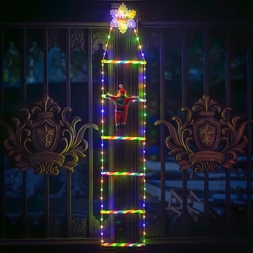 SROCHN LED Weihnachtsmann Leiter Lichterkette - 1.80M LED Weihnachtsbeleuchtung Strombetrieben mit Timer, Speicherfunktion, 8 Modi für Innen Außen Weihnachtsbaum Fenster Weihnachten Deko