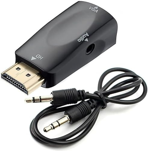 DUOBAGMA HDMI to VGA Converter, Audio Cable 1080P 60Hz HDMI Male VGA Female Adapter with Audio Transmission 3.5mm Jack Audio Socket Gold Plated Connector