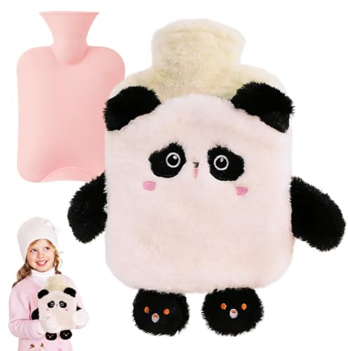 Children's Hot Water Bottle with Cover Leakproof Hot Water Bag in Animal, Removable and Washable hotwater Bottles, Can Warm Hands and Feet,Warm in Winter Gift-A