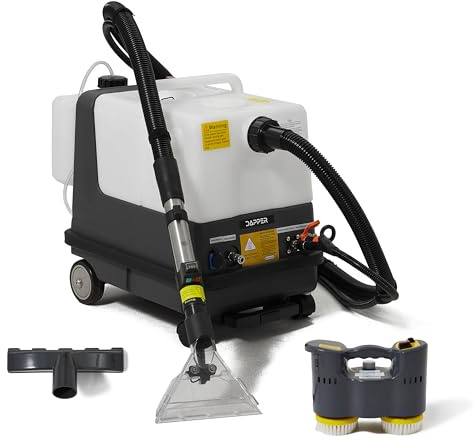 Dapper Commercial Carpet and Upholstery Extractor Cleaning Machine with Steam, Spray-Vacuum, & Mite Remover. 2.5 Gal Tank — Designed for Deep Cleaning. Dual Separate Circuit Power Cords