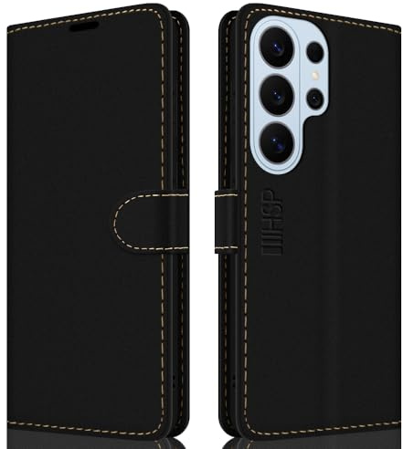 HSP Flip Case für Samsung Galaxy S26 Ultra 5G, Kunstleder, Slim, Schwarz | Kartenfächer, Standfunktion, Magnetverschluss, passgenaue Aussparungen, Handy Schutzhülle, Klapphülle, Phone Cover