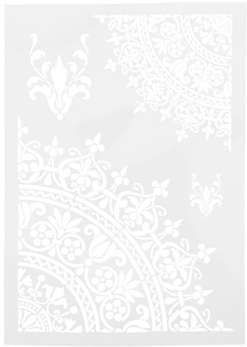 Ultnice Stencil Per Pittura Floreale Mandala, Modello in Plastica Riutilizzabile Per Decorazioni Murali E Fai Da Te, Ideale Per Legno, Tessuto E Ceramica - Bianco