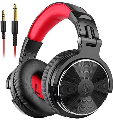 OneOdio Kopfhörer, ohne Adapter, geschlossene Rückseite, DJ-Stereo-Monitor, professioneller Studio-Monitor & Mischung, Teleskop-Arme mit Waage, Neueste 50 mm Neodym-Treiber, glänzend rot