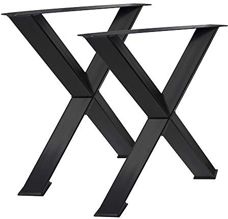 Bentatec 2 Stück - NEW Tischgestell X 45°- 8080 Schwarz matt Tischbeine Tischgestell Tischkufen Esstisch