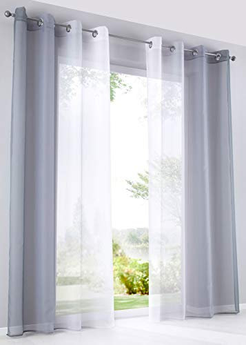 2er Pack Gardinen Vertikal Farbverlauf Druck Transparent »Modena« mit Ösen und Raffhalter, Vorhang, Dekoschal HxB 175x140 cm Grautöne, 10000183