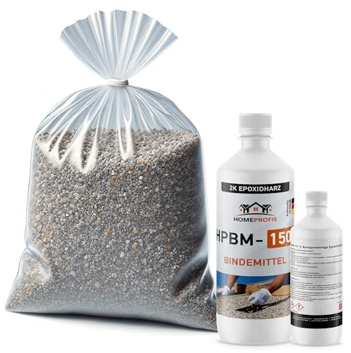 Home Profis® Steinteppich Innen & Außen (bis 2,5 m²) | Nero Ebano (Schwarz) | Über 10 Farben | Marmorkies inkl. 2K Epoxidharz Bindemittel | Für Balkon, Terrasse, Wohnraum & Garage| HPST-2000