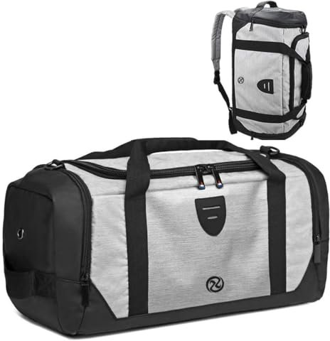 Sporttasche Herren 40L Reisetasche Sporttaschen mit Schuhfach Nassfach Wasserdicht Trainingstasche mit Rucksack Weekender Duffle Bag Travel Gym Tasche Fitnesstasche für Herren Damen (Grey)