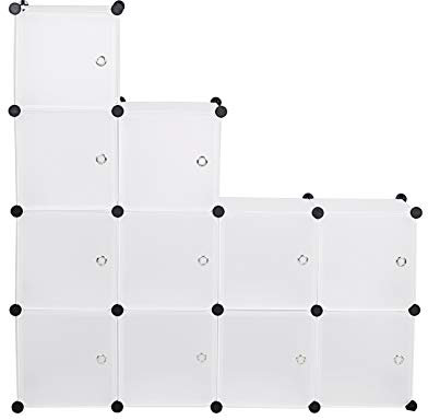 eSituro Steckregal aus Kunststoff Regalsystem Standschrank 11 Fächer Aufbewahrung Schrank Transparent