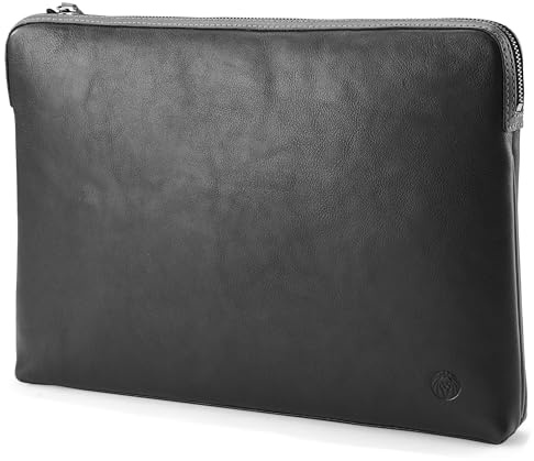 Lucleon by Trendhim Black Leather Laptop Sleeve for Men | Full-Grain Cowhide with Aniline Finish | Cotton-Lined and Padded | Fits 13.3 Devices | Sleek and Durable Danish Look