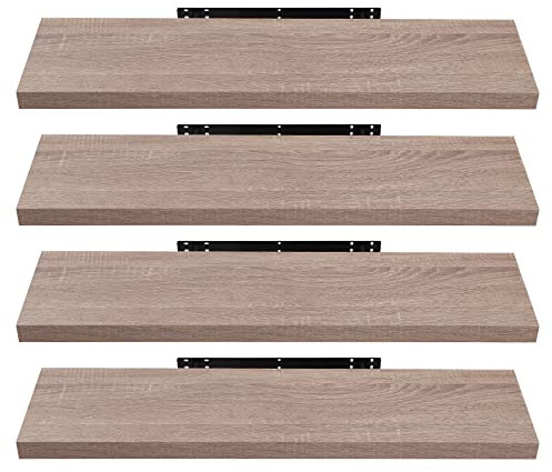 EUGAD Wandregal, Regal Wand 4er Set, Wandboard für Wohnzimmer, Küche, Badezimmer, Bücher/DVD/CD/Bilderrahmen/Pflanzen sortieren, 0120QJ-4