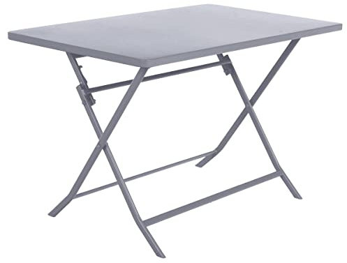 Hespéride - Table de Jardin Pliante Rectangulaire Greensboro Gris Quartz - 4 Places - Acier Traité Epoxy Traitement Antirouille Renforcé