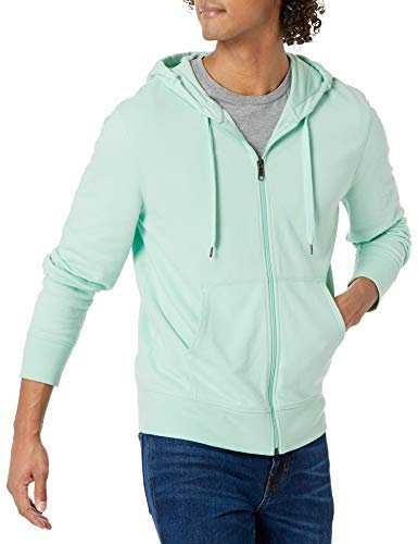 Amazon Essentials Felpa Leggera con Cappuccio in French Terry con Zip Integrale vestibilità Comoda Uomo, Verde Menta, XXL