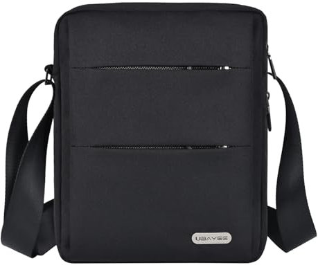 UBAYEE Umhängetasche Herren mit Tabletfach (Passend für 11 Zoll iPad, Tablet), RFID Blocker Fach, Wasserdicht, Leichtgewichts, 27 cm, Mittel, Schwarz