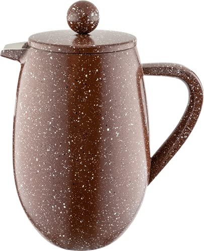 Café Olé Cafetera, Acero Inoxidable, 350ml, Doble Pared, Prensa Francesa, Acabada de Granito Rojo, BFD-03RG