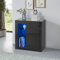 LEMROE Sideboard Schwarz,Kommode in Hochglanz mit LED,Küchenschrank,highboard Schwarz Hochglanz, Esszimmer Wohnzimmer,Kitchen Cupboard,Schwarz
