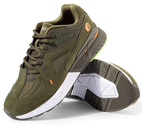 FitVille Womens Extra Wide Fit Trainers Ladies Walking Running Shoes Comfortable Jogging Sneakers for Plantar Fasciitis Flat Feet, Army Green, 9.5 UK Wide