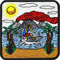 Hawaii Patch Surfer Aufnäher Surfbrett Aufbügler Aloha Palmen Flicken Sonne Strand Meer Vulkan Bügelbilder gestickt zum annähen/aufbügeln | Surfsport | 75x75mm