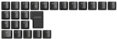 Glorious Gaming 24x ABS Doubleshot Keycaps V2 (Spaanse uitbreidingsset) - Dubbel gegoten ontwerp, gegarandeerd dat het nooit vervaagt, RGB-vriendelijk, MX-stijl Steel, Spaanse Lay-Out - Zwart