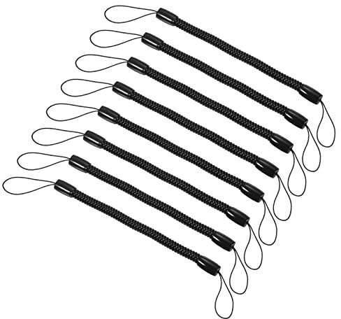 PATIKIL Retrattile Molla Bobina Cinghia 5, 8pz Plastica Spirale Elastico Chiave Supporto Stilo Cordino Corda, Nero