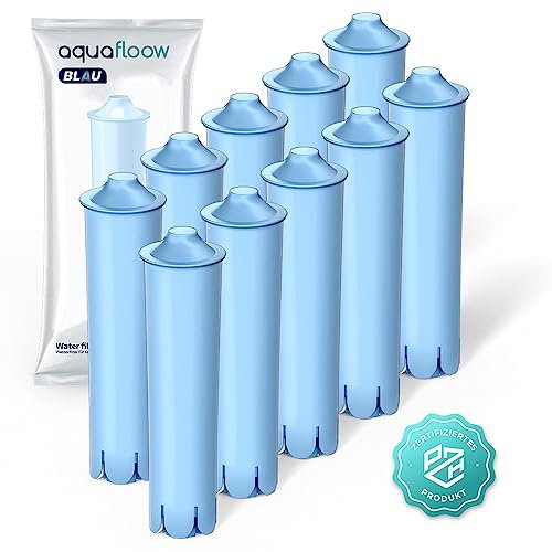 Aquafloow Ersatz Wasserfilter für Jura Blue Kaffeevollautomat 10 Stück | Kompatibel mit Jura 71312 Blue | Filterpatrone für Kaffemaschinen A1 A5 F5 F7 F8 ENA3, GIGA5, Impressa C5, J90, S9 Classic
