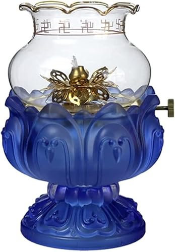 VIORNO Öllampe, Petroleumlampe aus Glas, Retro, blau, im Alten Stil, romantische Ghee-Lampe, Notfall, transparente Tischöllampe, exquisit, rauchfrei