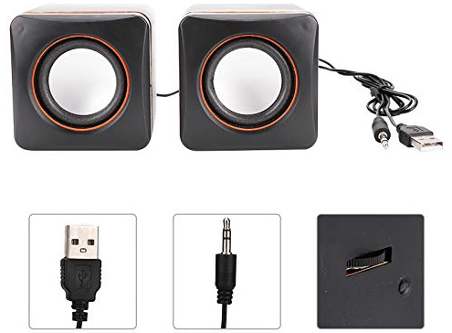 KIMISS Mini Cube USB, Wired Speaker For Desktop Laptop Small Desktop Stereo 3.5mm Jack Speakers PC Computer(Dual track) (binaural)