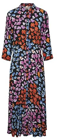 YAS Yassavanna Long Shirt Dress S. Noos Robe Chemise, Noir/Violet : imprimé Violet, S Femmes