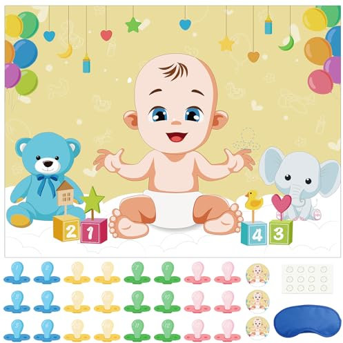 Morcheiong Épinglez la tétine sur le jeu de bébé avec 48 tétines, jeu de fête prénatale, fournitures de fête prénatale fournitures décorations