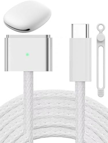 korllo USB C auf Mag-Safe 3 Ladekabel 6,6ft Silber Kompatibel mit MacBook Air (M2 Chip, 2022) MacBook Pro (14 16, 2021 2023), Typ-C auf Magnetic 3 140W Ladekabel, 2m