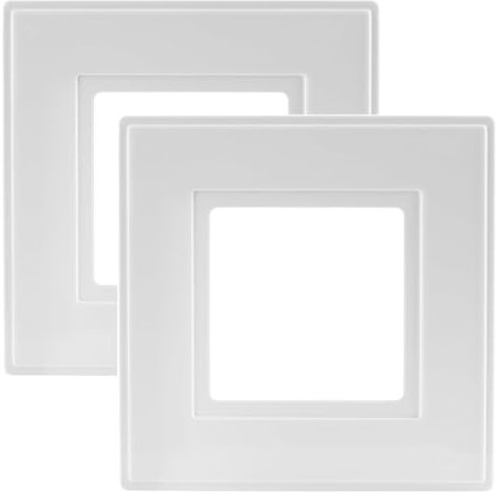 rhinocables - Finger Plate Surround | Protects Walls from Marks | Fits Single Light Switch or Socket | White Plastic, Single, Finger Plate White, Plastic (2 Pack)
