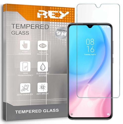 REY 2X Protector Pantalla para XIAOMI MI 9 Lite - MI 9S - XIAOMI CC9, Cristal Vidrio Templado Premium