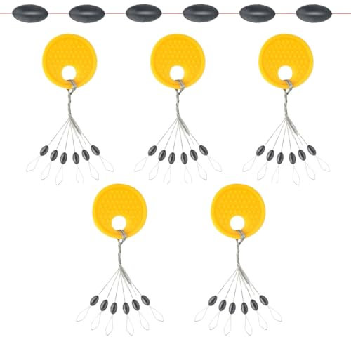 YOCDNOV 30Stück Gummistopper Angeln 6 in 1 Gummiperlen - Angeln Kleine Schnurstopper Angeln Forellen,Gummiperlen Angeln, Stopper Angeln für Forellenangeln, Gummistopper, Knotenschützer,Stopper