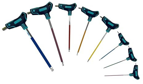 Eclipse Professional Tools ETGHK8PS Juego de llaves hexagonales métricas con código de colores y mango en T