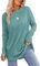 Aokosor Womens Tunic Tops for Leggings Ladies Loose Fit Jumpers Long Sleeve Sweatshirts Thumbholes Curved Hem Size 10-12 Turquoise Green