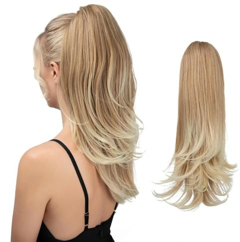 HSAJS Gewellter Pferdeschwanz Haarteil Clip Pony Extension Ombre Zopf Haarverlängerung Natürlich Aussehend Haarersatz