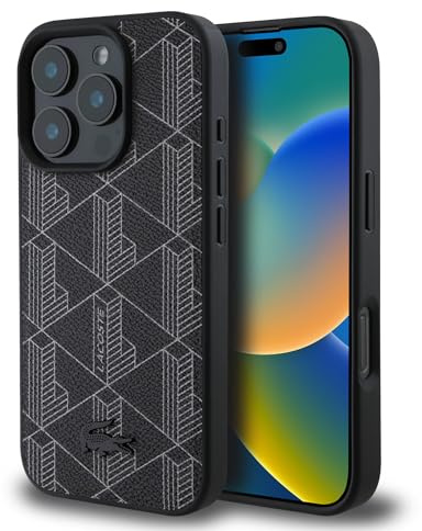 CG MOBILE Lacoste LCHMP16LPBSK Hülle für iPhone 16 Pro 6.3 schwarz, Blend Monogram MagSafe