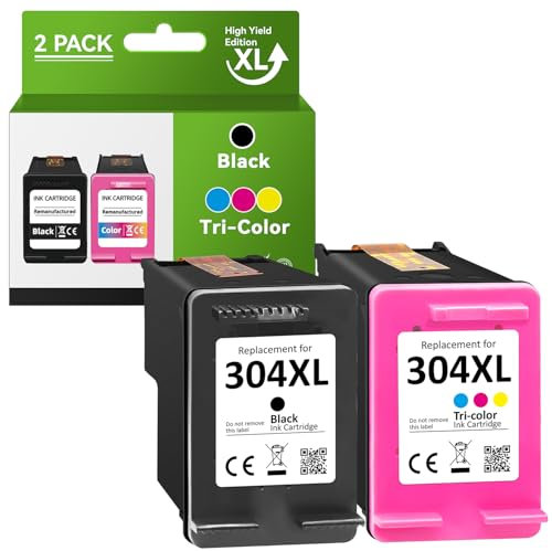304 Druckerpatronen XL, 304XL Druckerpatronen Ersatz für HP 304 Druckerpatronen, 304 XL Schwarz und Farbe für Envy 5000 5030 5010 5020 5032 5020 Deskjet 3750 2630 2620 2622 3720 3730 3760 3762 3735