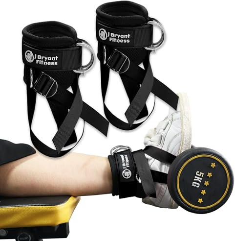 J Bryant Ankle Straps for Cable Machines, Adjustable Foot Attachment for Dumbbell, Leg Extensions, Curls, Weight-Lifting Workouts Equipment