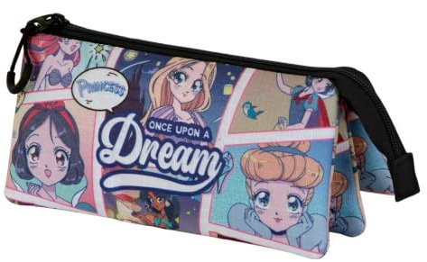 Disney Princesas Comic-Estuche Portatodo Triple, Multicolor, 23 x 11 cm