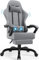 Airfish Gaming Stuhl Stoff mit Fußstütze, Massage Computer Bürostuhl mit Linkage Armlehnen,150kg Kapazität,90-135° Rückenlehne einstellbar 360° drehbar Ergonomischer PC Stuhl, Hellgrau