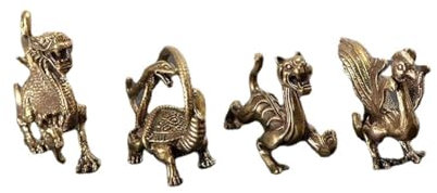 ESTINTENG Quatre bêtes sacrées chinoises en laiton - Décoration de bureau - Tigre blanc