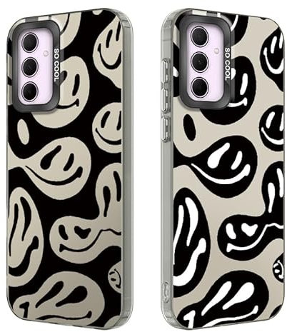 Tedyhulle 2 Stück Handyhülle für Samsung Galaxy A13 4G/ 5G/ A04S, Lustiges Lächeln Gesicht Muster, Weiche TPU Stoßstange mit hartem PC-Fall, Stoßfeste kratzfeste schützende Handyhülle, Schwarzes Titan