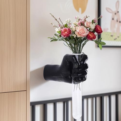 Handwandvase, schwarze Handskulptur für kinetische Kunst, einzigartige Wand-gruselige Pflanzgefäß-Dekoration, Hängevase für einzigartige Dekoration in Wohnzimmer, Eingang und Zimmer, Palmistry-Vase