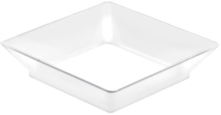 Monouso | 25 Mini Platos para Aperitivos Reutilizables, 6,5x6,5cm, 45ml, Color Blanco, Degustación, Catering, Eventos, 125 usos. Apto lavavajillas, Reciclable.