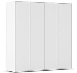 Rauch Möbel Nabila, Drehtürenschrank, Kleiderschrank, Kleiderschrank weiß, Kleiderschränke, Garderobe, 4-türig, Push-to-Open, Farbe Alpinweiß, 187x194x53cm