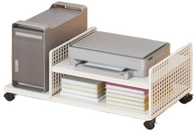 Xumh2024-3 PC stand for Floor CPU Stand Printer Shelf Desktop Case Mobile Cart Holder with Locking Caster Wheels Multifunctional Storage Rack CPU Stand(White)